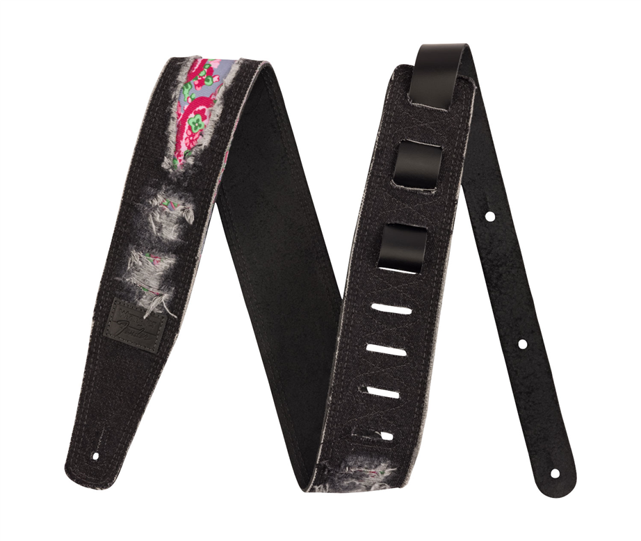 Fender Wrangler Ripped Denim Black Guitar Strap