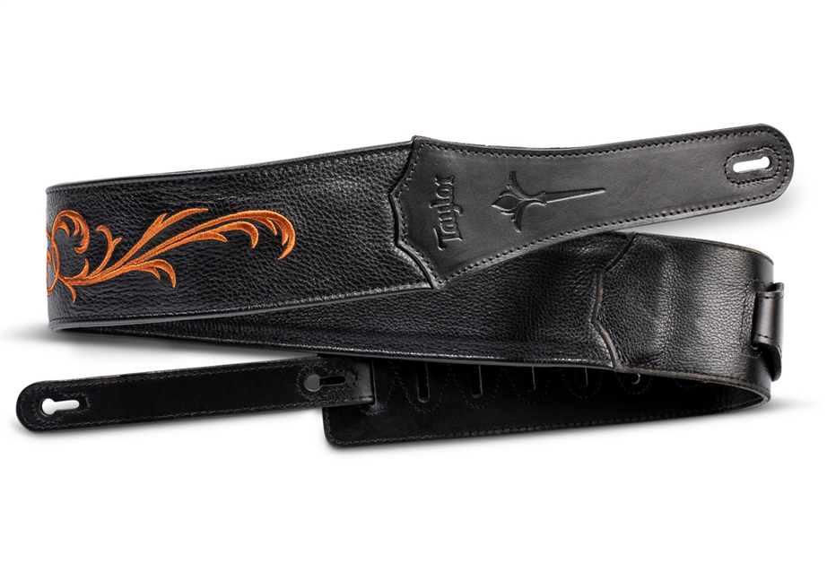 Taylor Nouveau Strap Black Leather 3" Leather guitar strap