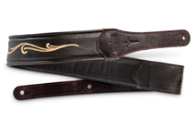 Taylor Spring Vine 2.5" Embroidered Chocolate Brown Leather guitar strap