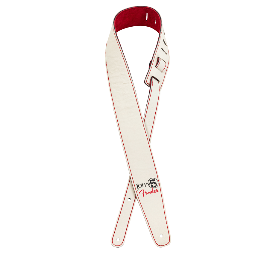 Fender John 5 White and Red Leather Strap