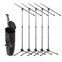 PowerAcoustics MS051 6 pack Microphone Stands with Gig Bag