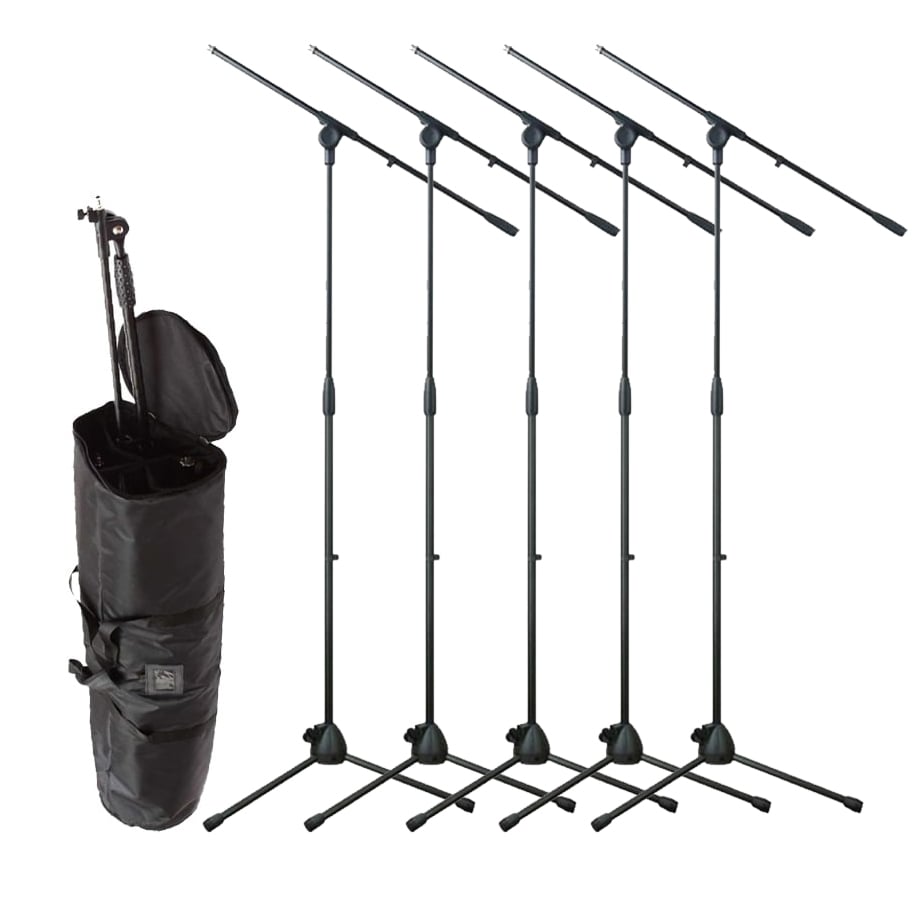 PowerAcoustics MS051 6 pack Microphone Stands with Gig Bag