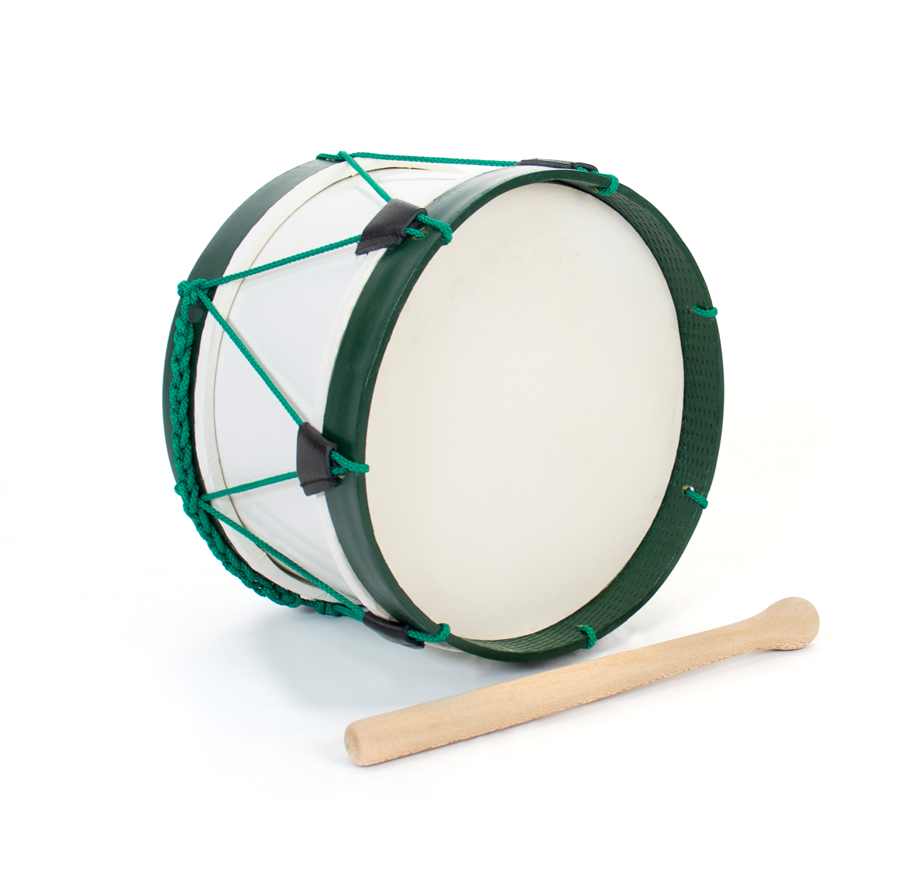 Bombo tradicional Adamastor PLX10 Branco/Aro verde 24cm