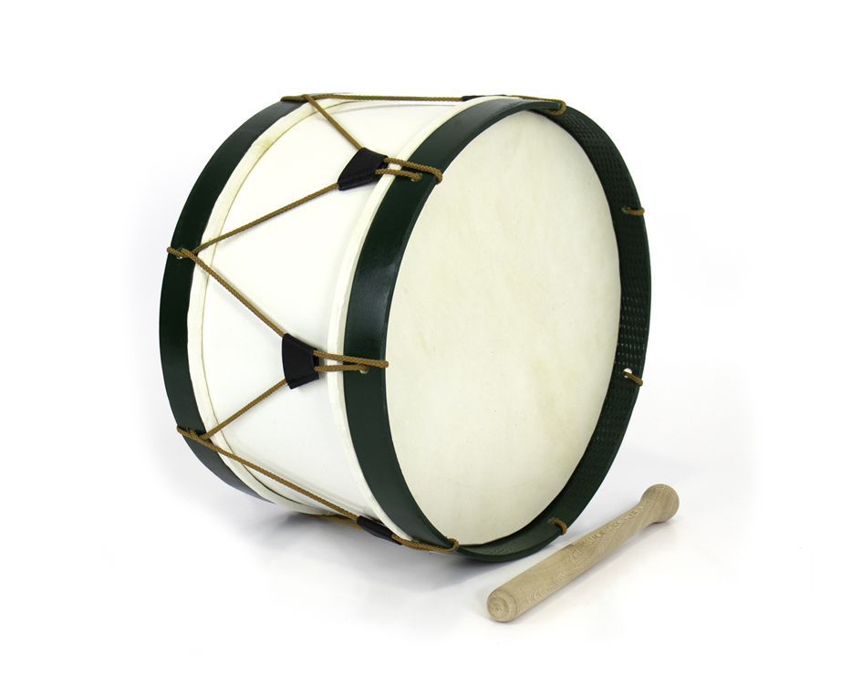 Bombo Tradicional Adamastor PLX13 Branco/Aro Verde 33cm