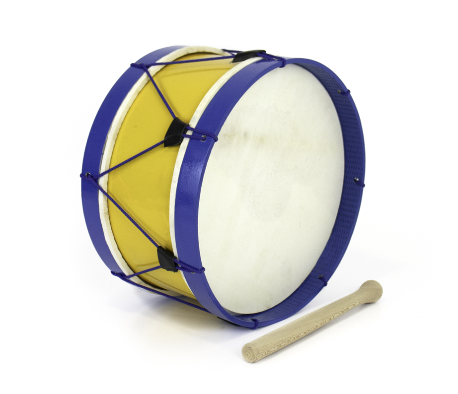Bombo Tradicional Adamastor PLX13 Amarelo/Aro Azul 33cm