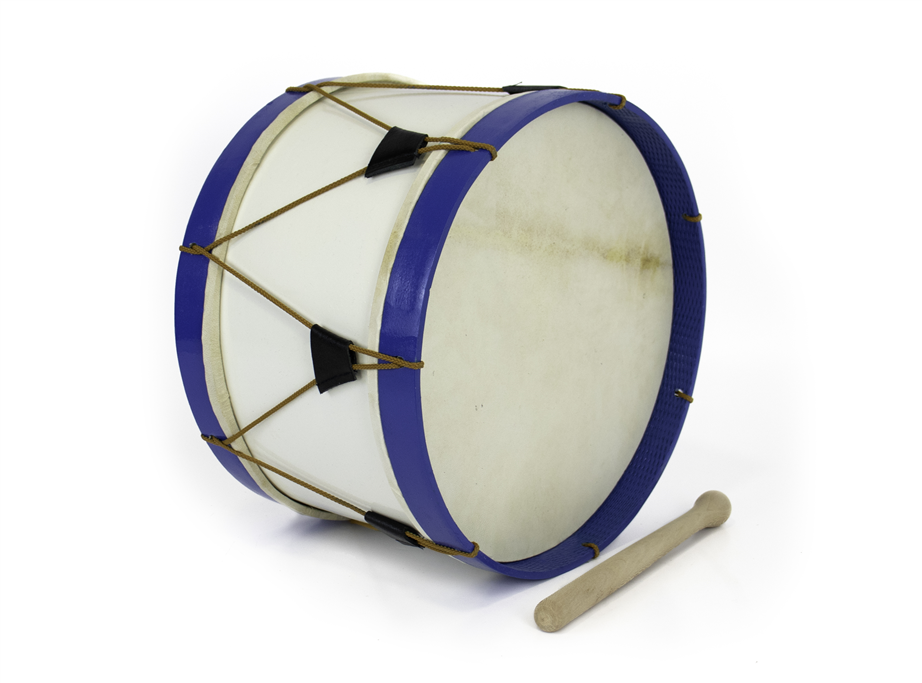 Bombo Tradicional Adamastor PLX14 Branco/Aro Azul 35cm