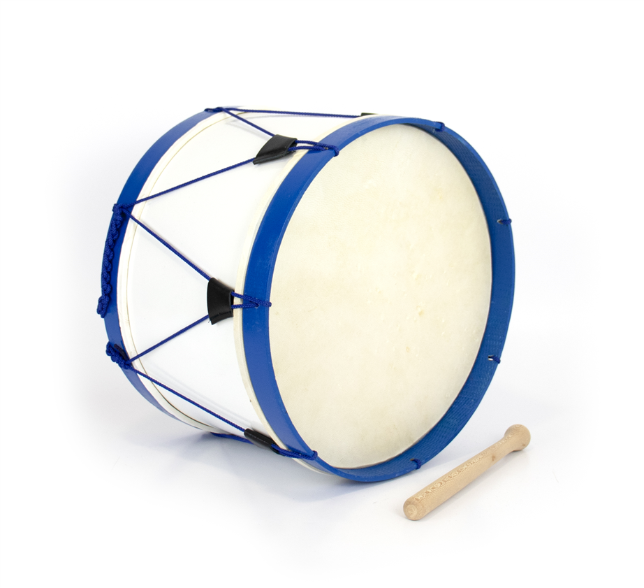 Bombo Tradicional Adamastor PLX15 Branco/Aro Azul 38cm