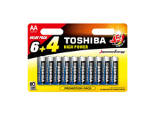 Toshiba LR6GCP BP10 AA 10 Pack alkaline High Power Battery