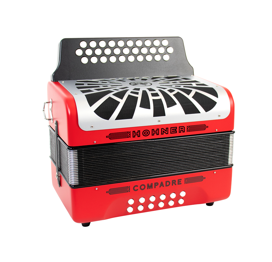 Hohner Compadre Diatonic Accordion (F-Bb-Eb) Red/Silver