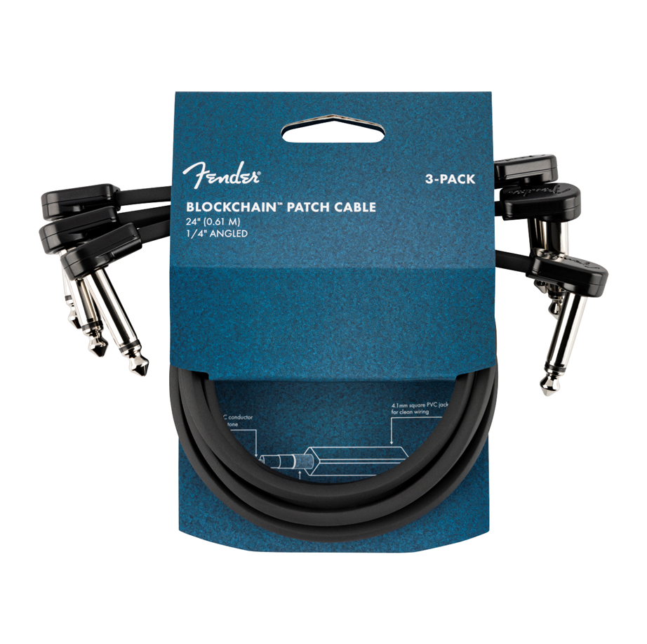 Fender Blockchain 24" Patch Cable 3-pack Angle/Angle