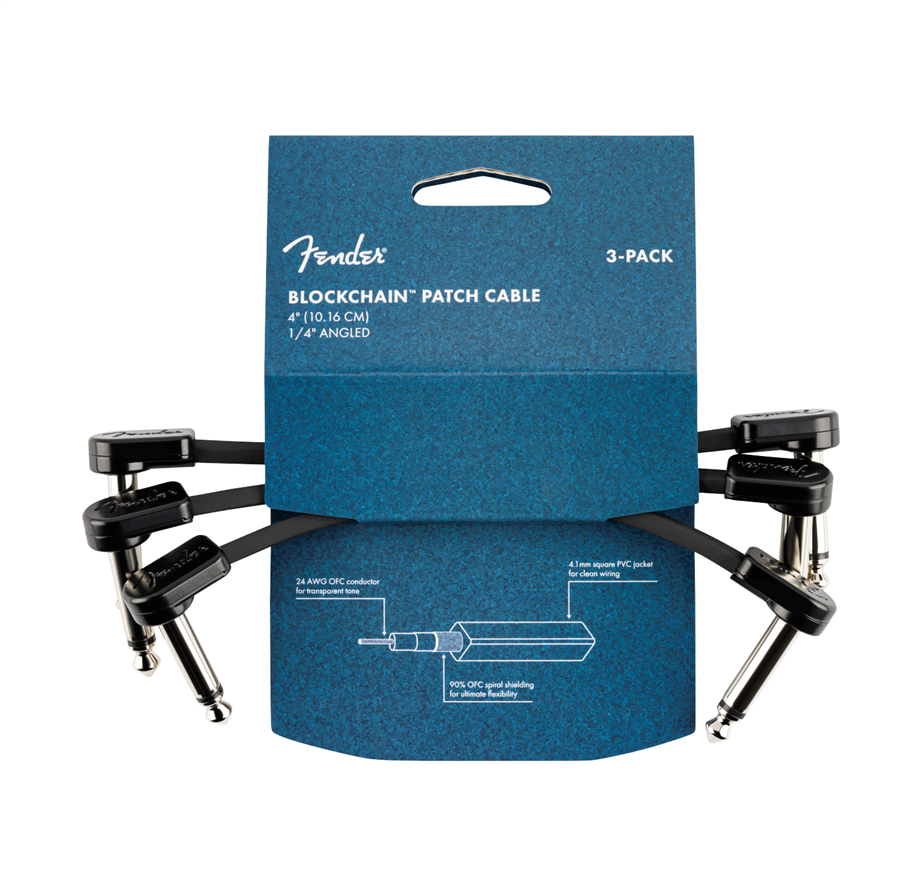 Fender Blockchain 4" Patch Cable 3-Pack Angle/Angle