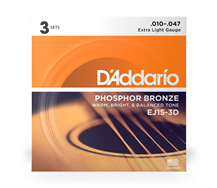 D'Addario EJ153D 3 Sets 010-047 Acoustic Guitar Strings