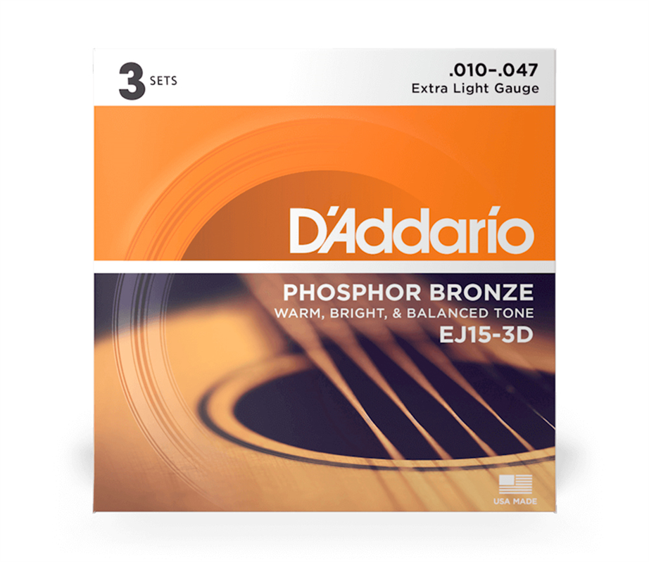 D'Addario EJ153D 3 Sets 010-047 Acoustic Guitar Strings