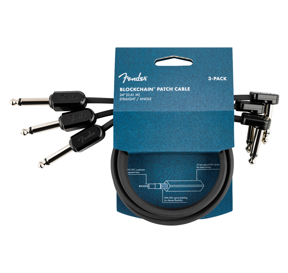 Cabo Fender Cabo Blockchain Patch Cable 60cm Straight/Angle 3 uni