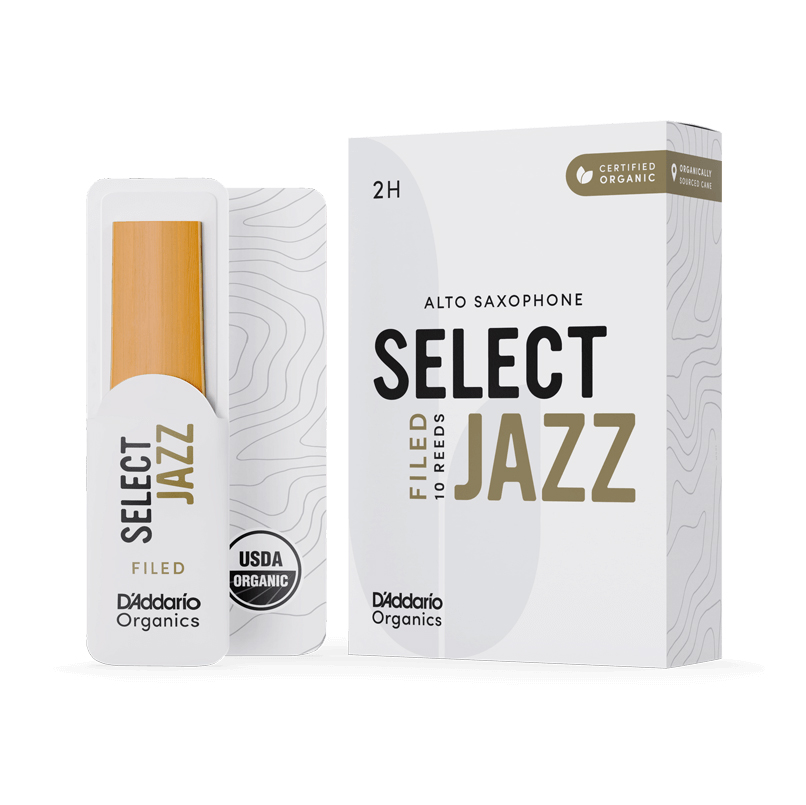 D'Addario Organic Select Jazz Filed Alto Sax Reed 2H 10-Unit Pack