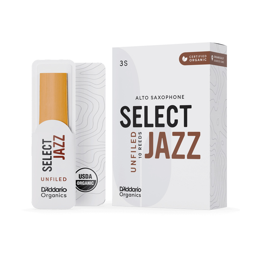 D'Addario Organic Select Jazz Unfiled Alto Sax Reed 3S 10-Unit Pack