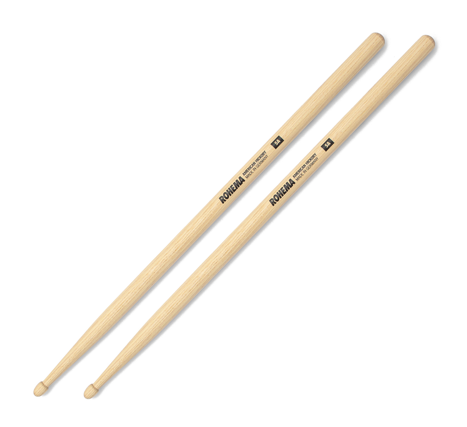 Rohema Classic 5A Hickory Wooden Tip Drumsticks