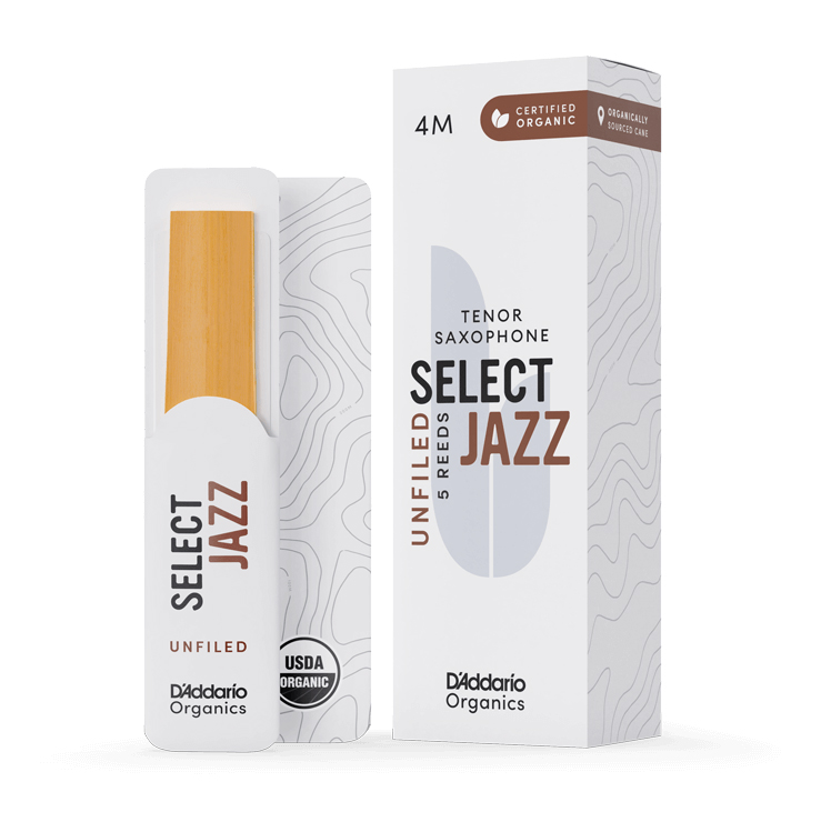 Palheta Sax Tenor 4M D'Addario Organic Select Jazz Unfiled Cx 5-Un