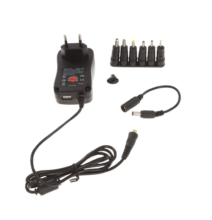 Alimentador AC/DC PowerAcoustics Universal 2.1A com USB polarity reverser