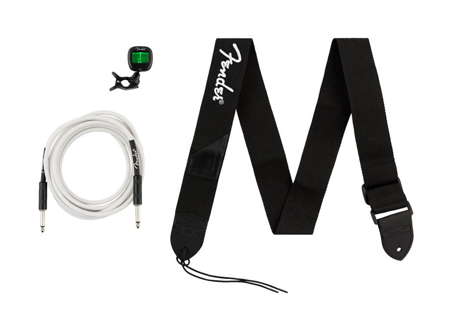 Fender Accessory Essentials Pack Cable, Clip-On Tuner, Strap