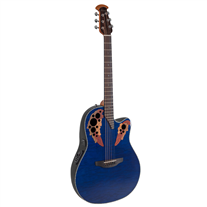 Ovation Celebrity Elite Plus Mid Cutaway CE44P-8TQ-G Blue Transparent Quilt