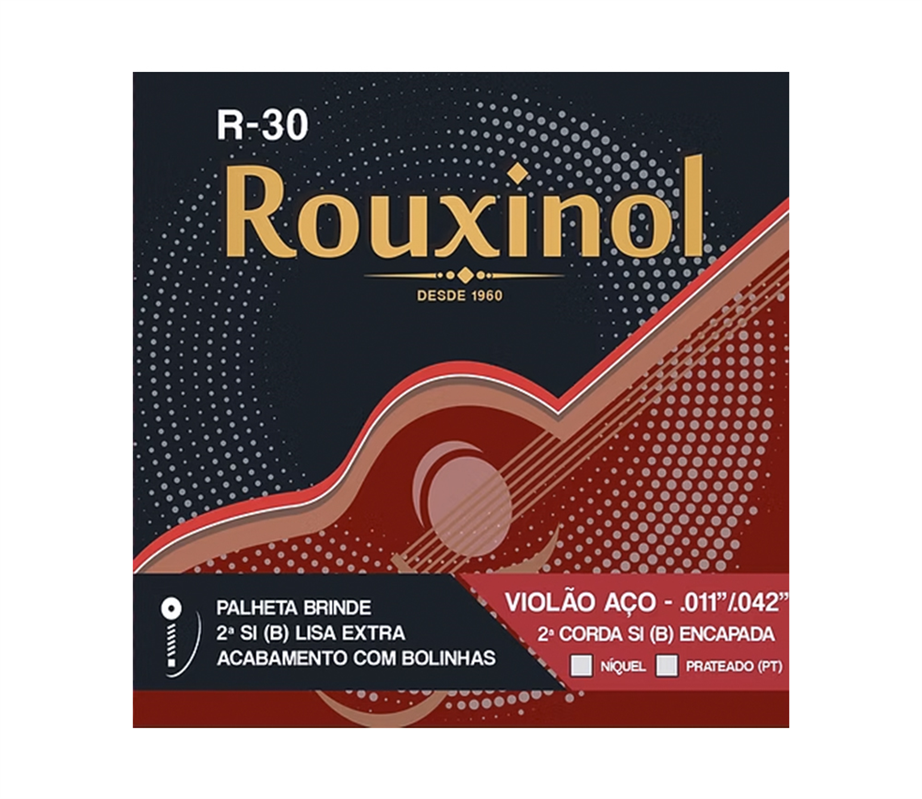 Rouxinol R30 011 Acoustic Guitar String Set B/Si Coated B/Si Plain