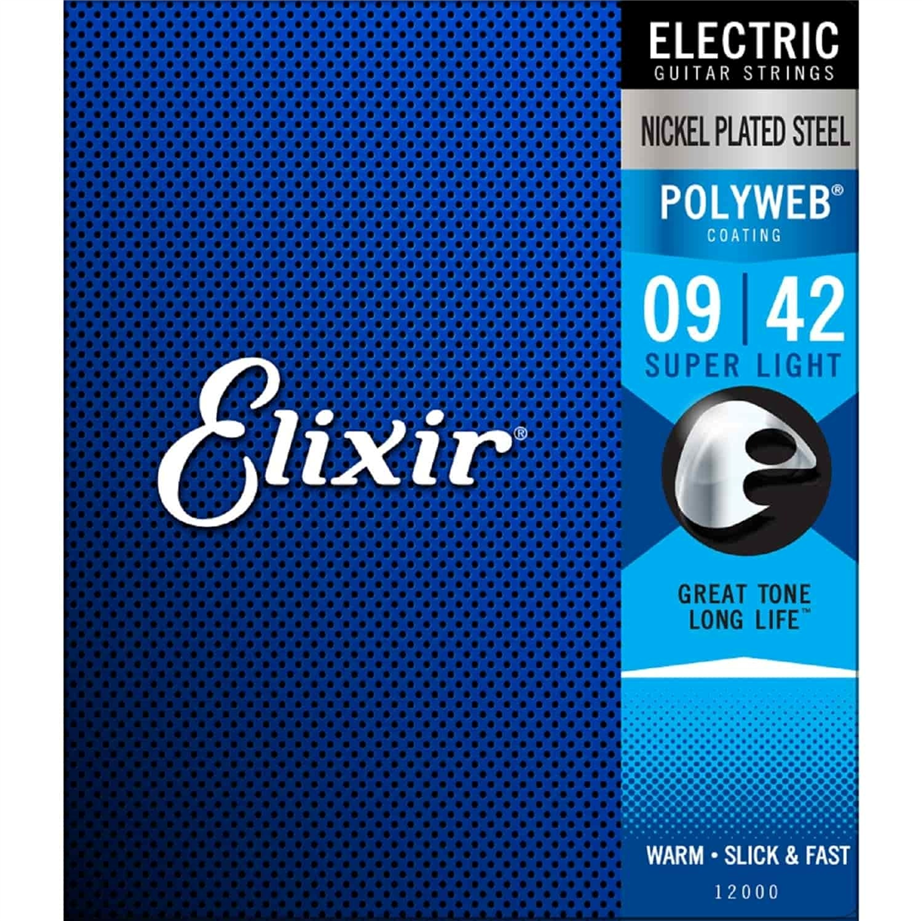 Elixir 12000 Polyweb 009-042 Super Light Electric Guitar String Pack