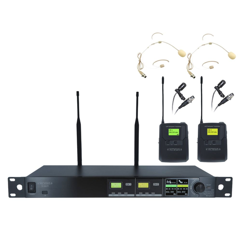 Definitive Audio TD200 Dual Wireless Lavalier + Head Mic