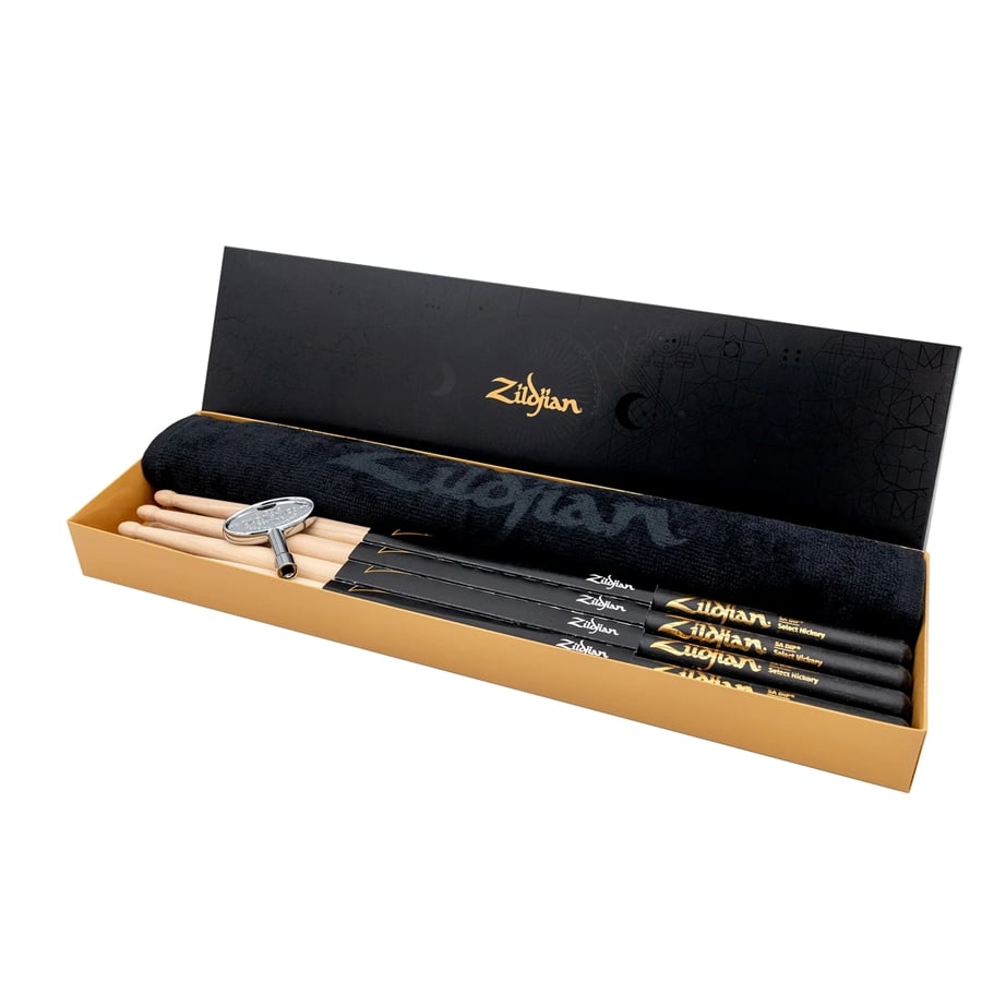 Zildjian 5A Dip Drumsticks 4-Pack Towel+Drum Key