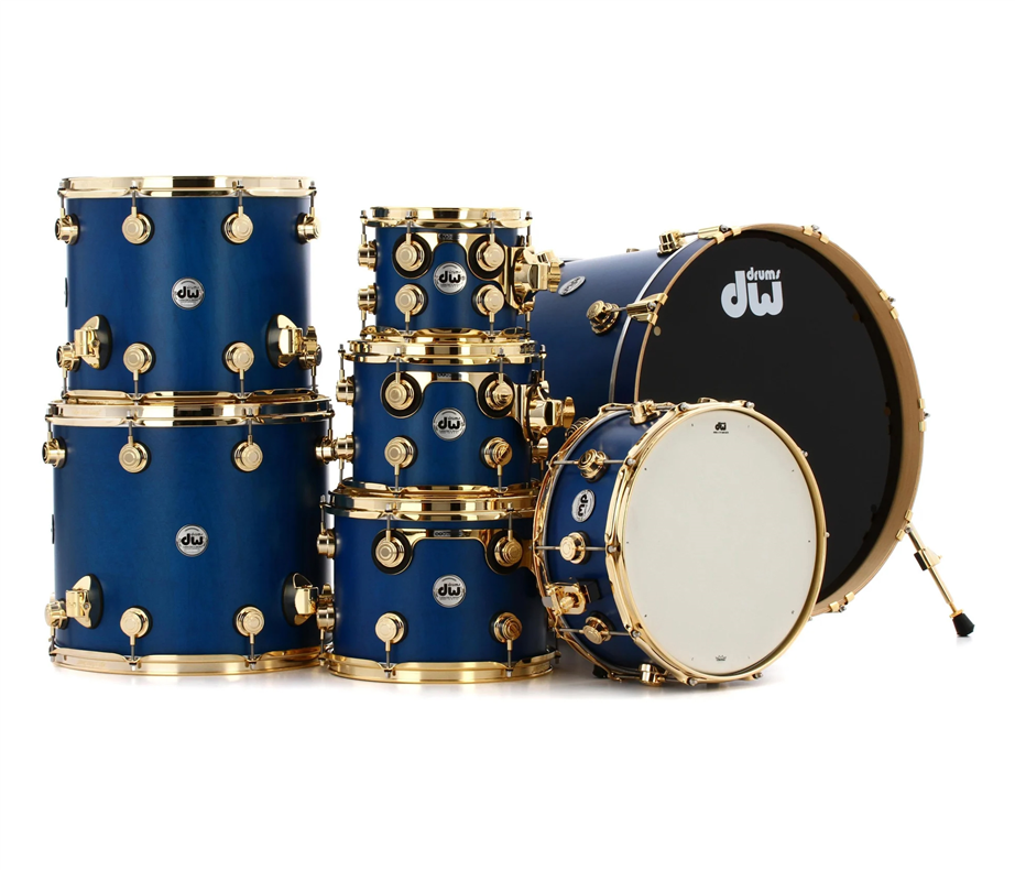 DW Collectors Satin Regal Blue Maple/Mahogany 7-piece Shell Pack
