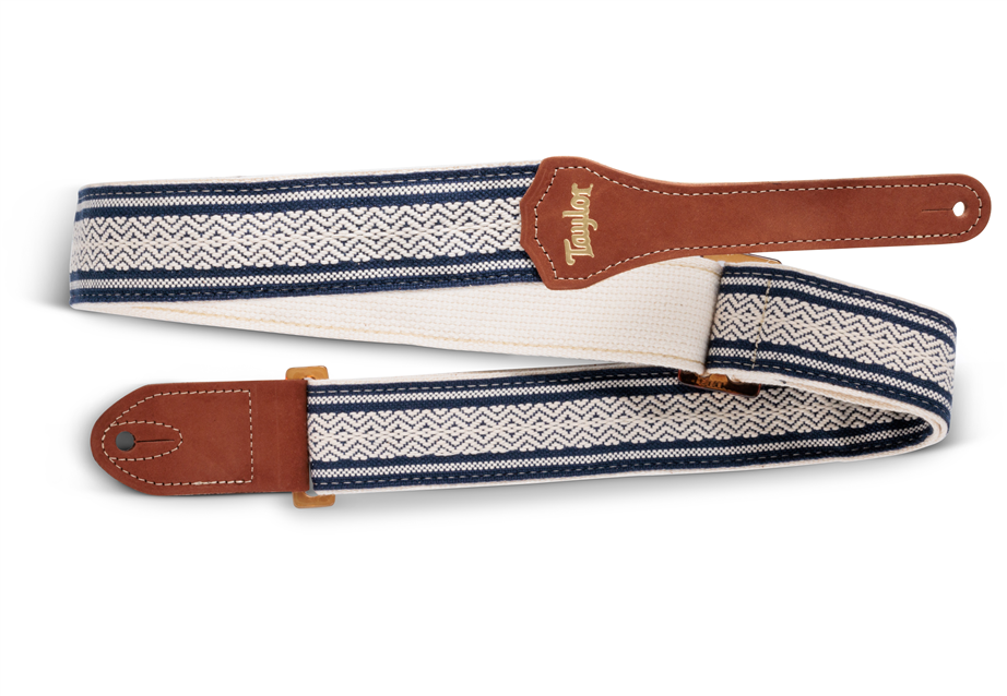Taylor Academy Jacquard Leather Guitar Strap White/Brown