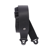 D'Addario 25BAL00 Comfort Leather Auto Lock Black Guitar Strap 2.5"