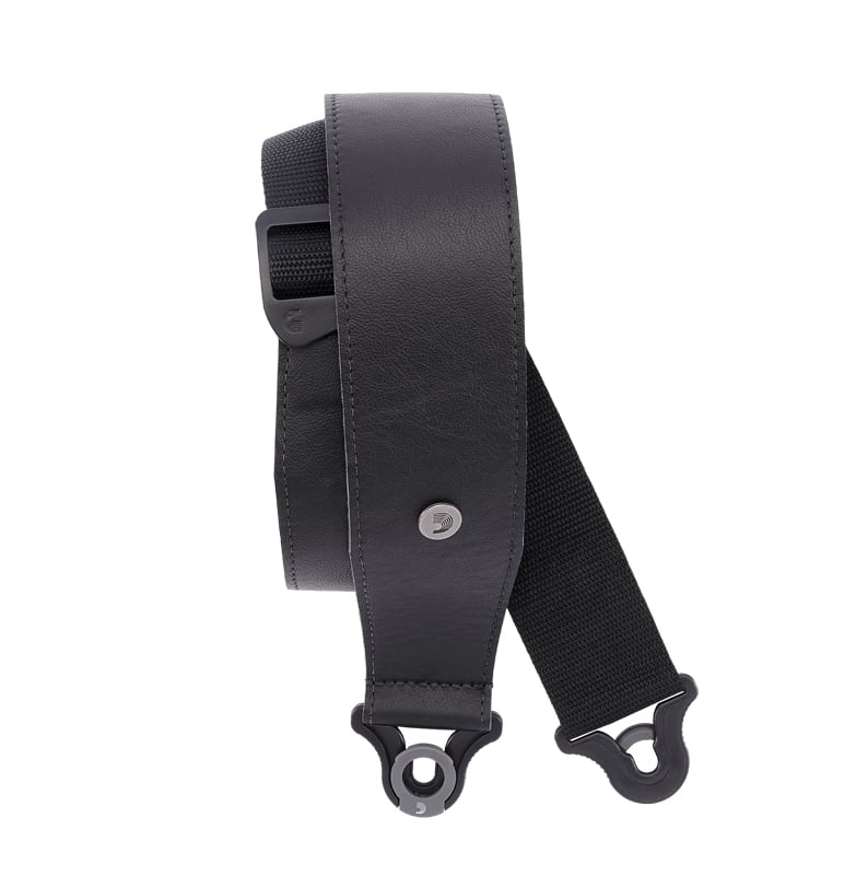 D'Addario 25BAL00 Comfort Leather Auto Lock Black Guitar Strap 2.5"