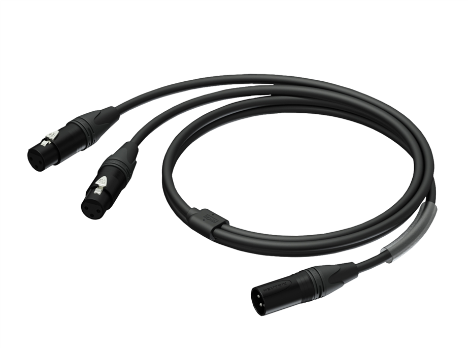 Procab PRA736/1.5 1xXLRM/2xXLRF Neutrik Cable