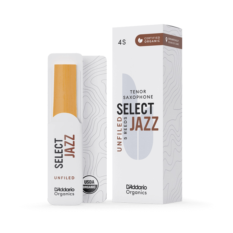 Palheta Sax Tenor 4S D'Addario Organic Select Jazz Unfiled Cx 5-Un