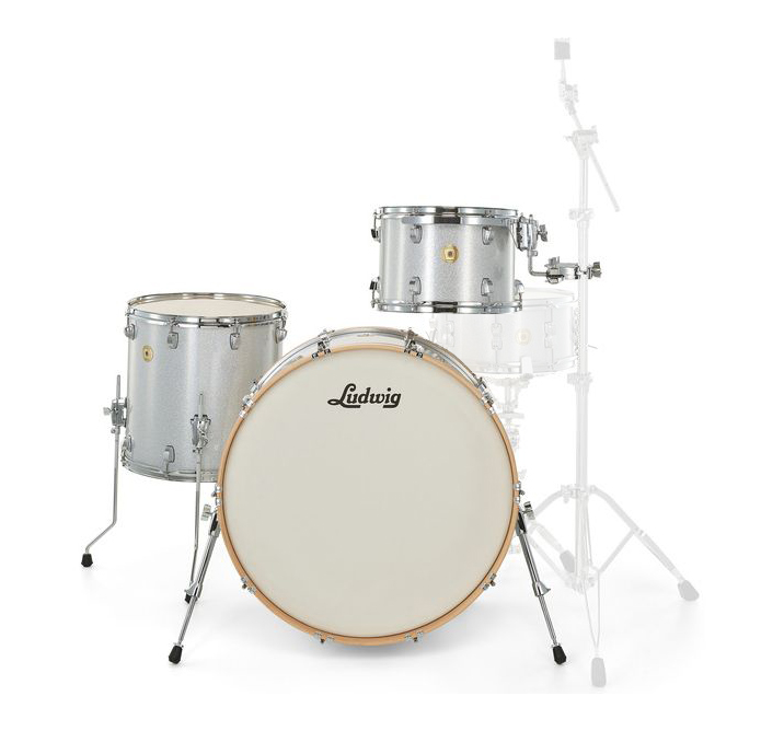 Ludwig Continental 3-Pc Shell Pack 22" Bass Drum Silver Sparkle