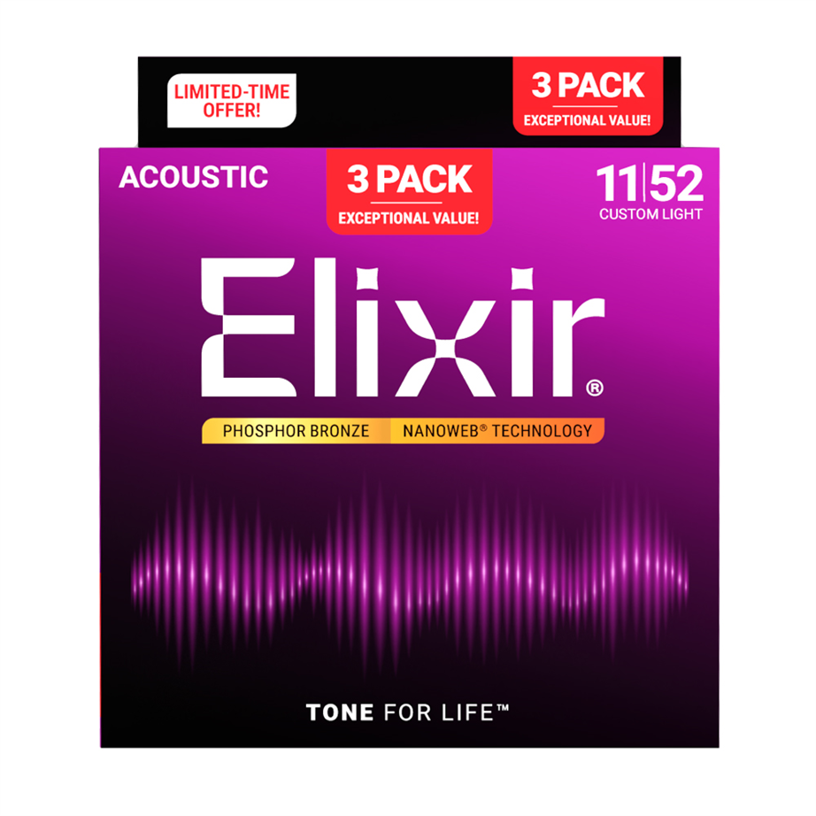 Elixir Nanoweb Ph Bronze 011-052 Acoustic Guitar String Set