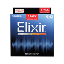 Elixir Nanoweb Nickel Plated Steel 009-042 (3 pack) Electric Guitar String Set