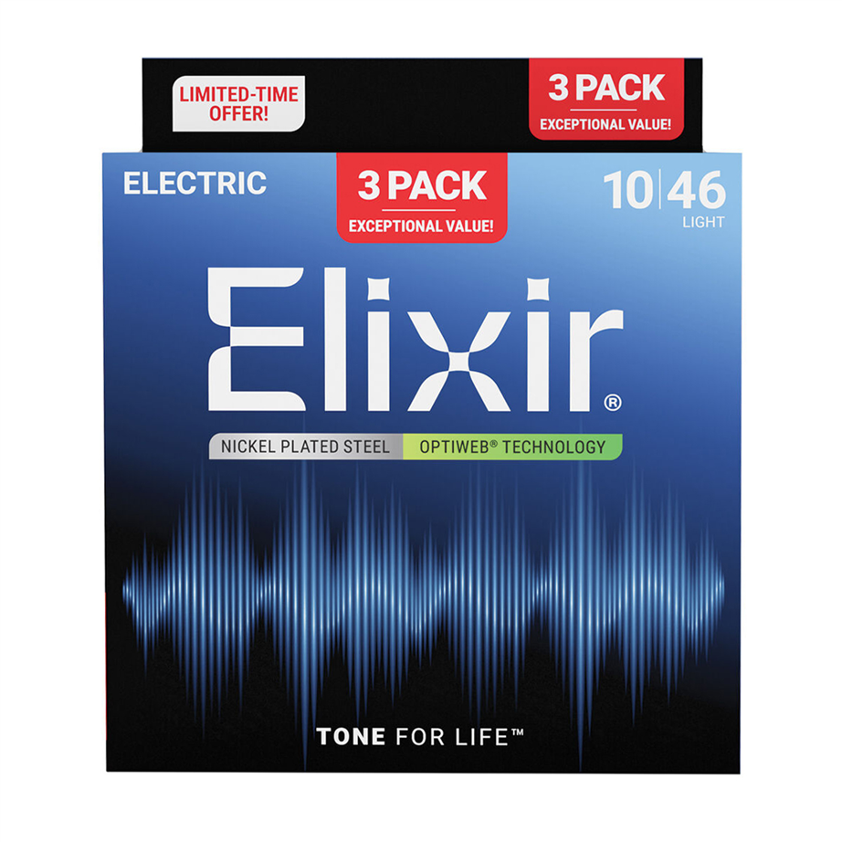 Elixir Optiweb Nickel Plated Steel 010-046 (3 Pack) Electric Guitar String Pack