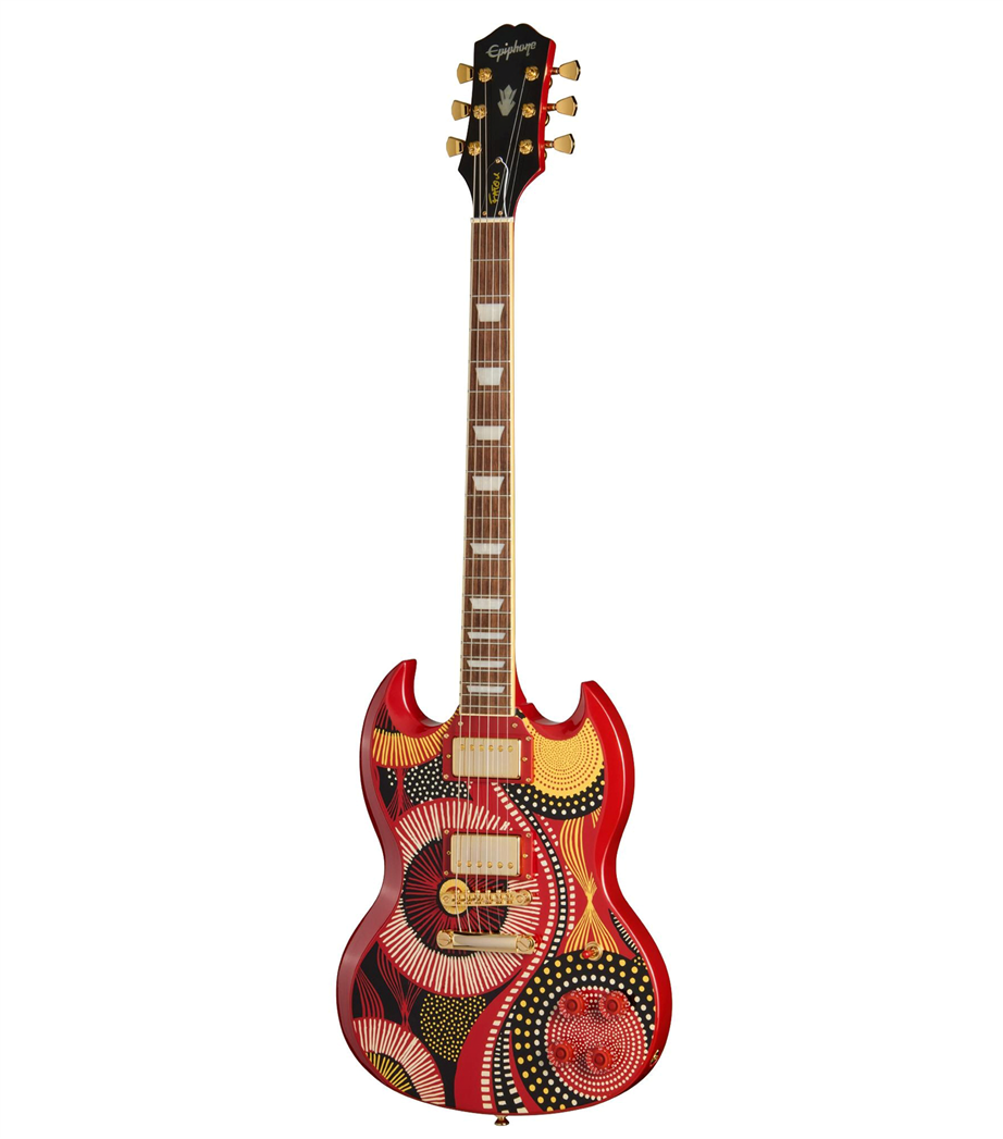 Epiphone Fatoumata Diawara SG Ember Red with Malian Graphic