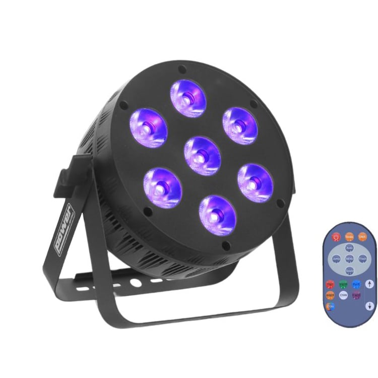 Projetor LED PowerLighting XPro Par Slim 7x15W 6-em-1