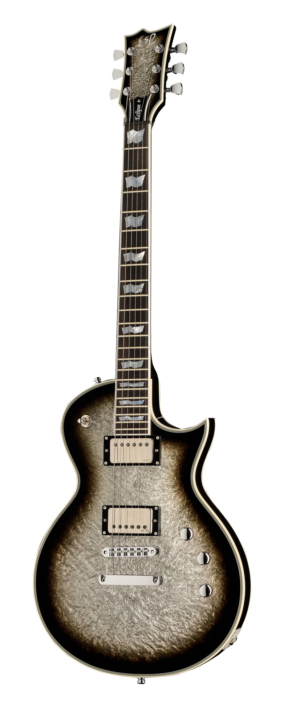 ESP Eclipse Custom Silver Liquid Metal Burst