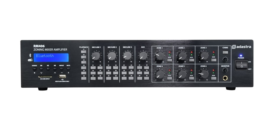 Adastra RM406 6-Zones Mixer / Amplifier Black