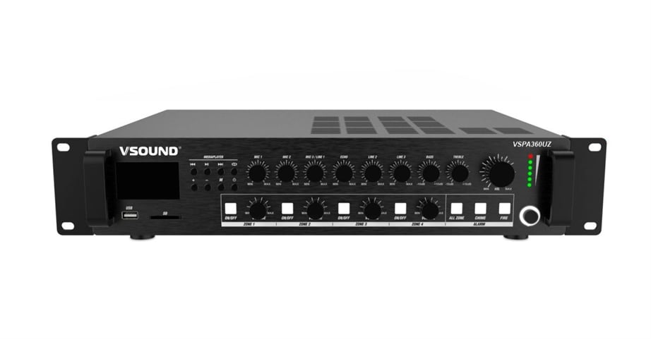 VSound VSPA360UZ 4 Zonas 4x60wts 100V Mp3/USB/SD/BT