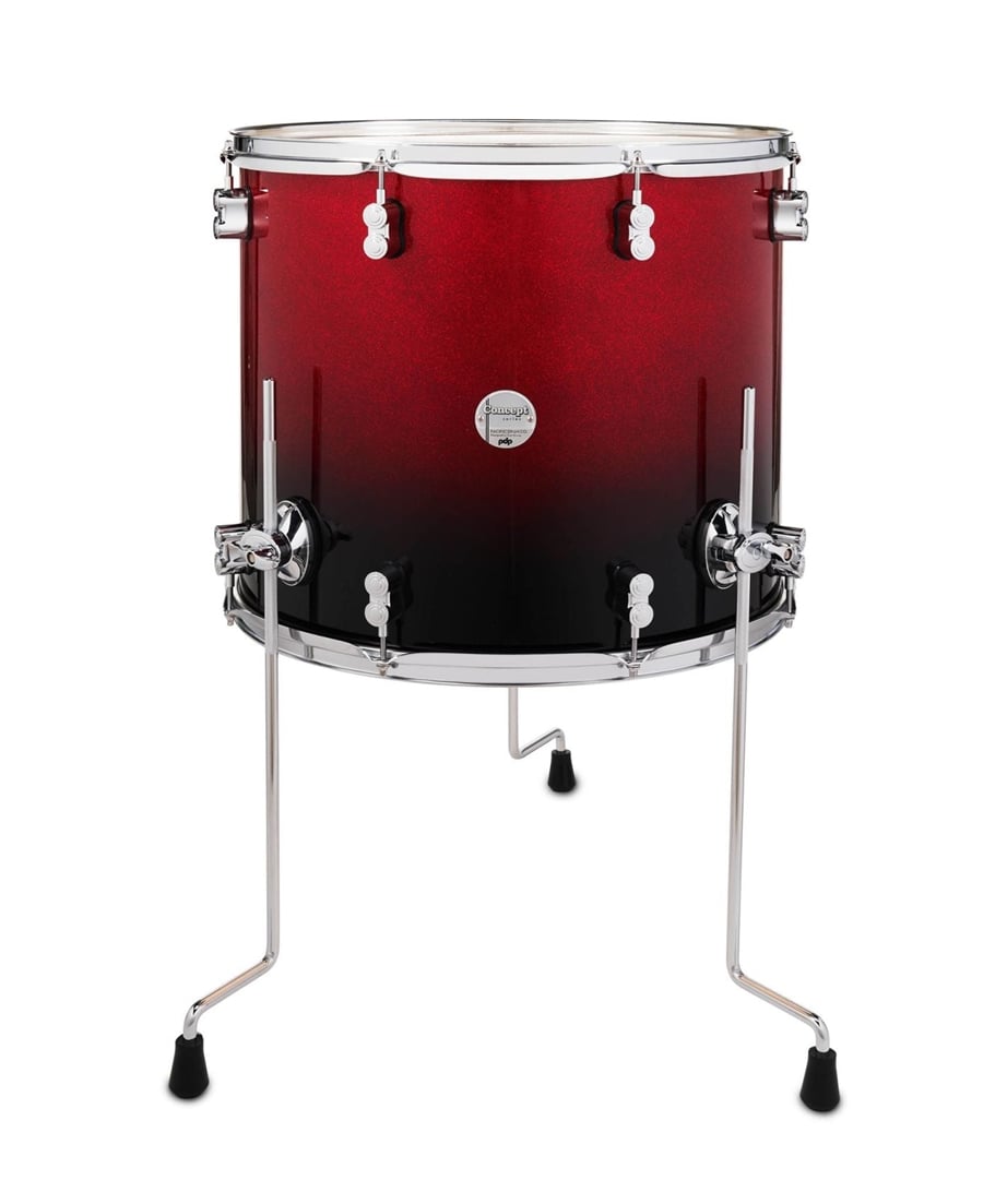 PDP Concept Maple Floor Tom 16x18" Red to Black Fade Lacquer