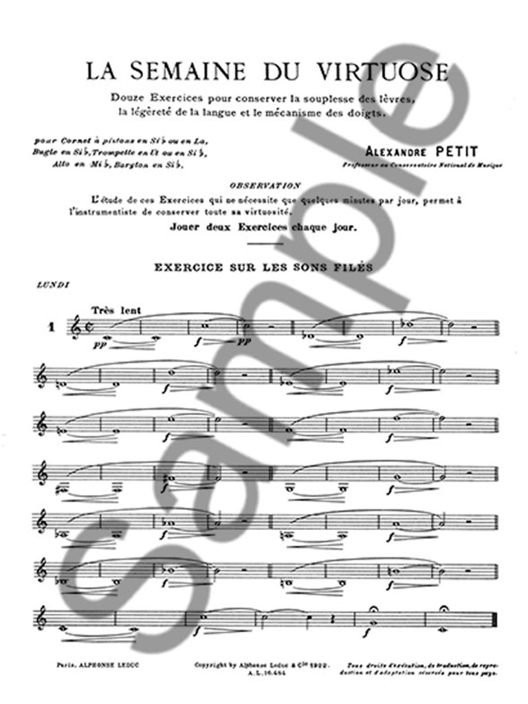 La Semaine du Virtuose, 12 Exercises