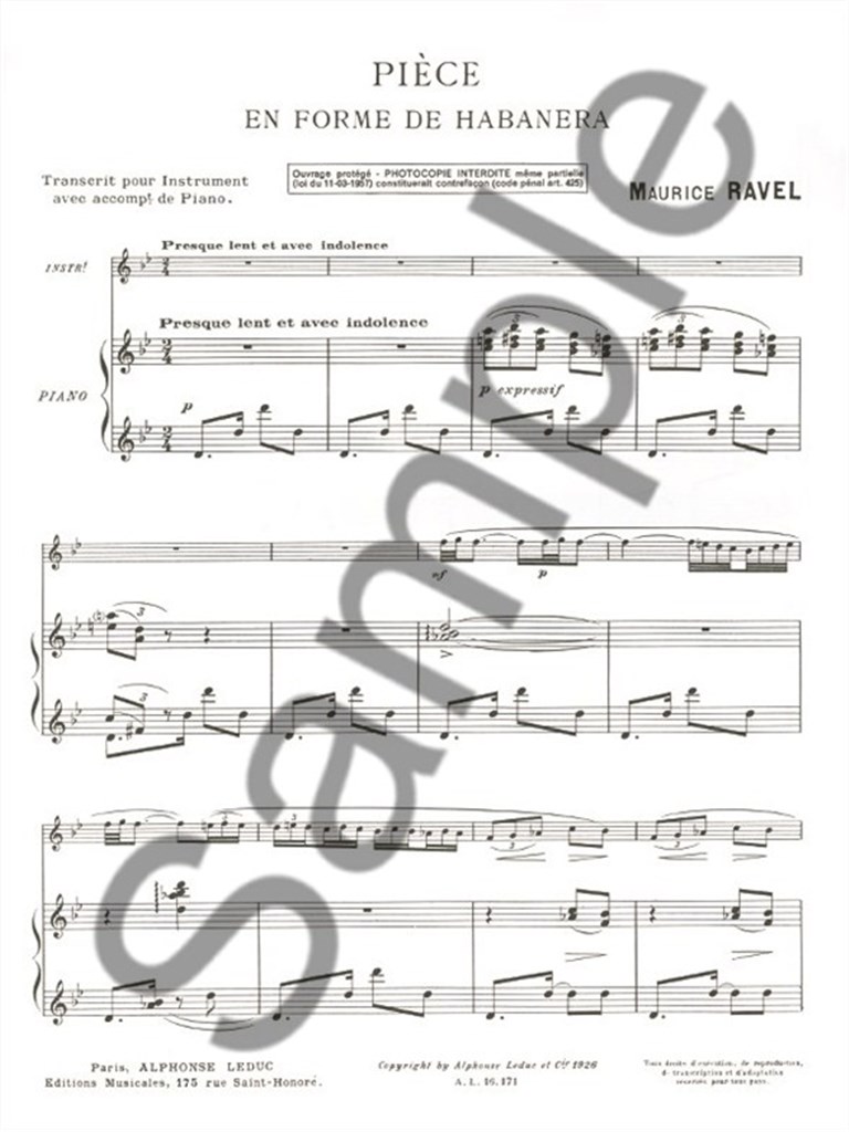 Pièce En Forme D'Habañera (Viola/Piano)