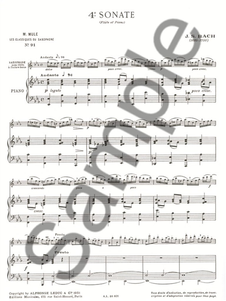 J. S. Bach: 4th Sonata - Saxophone Classics n.91