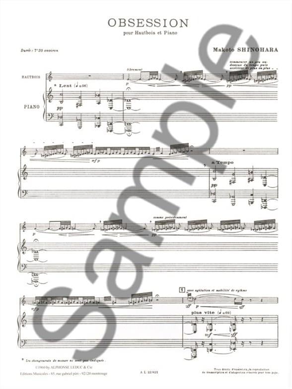 Obsession pour Hautbois et piano