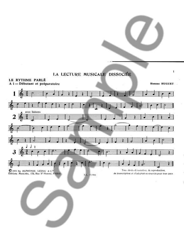 Lecture Musicale Dissociee A-Le Rythme Parle A1